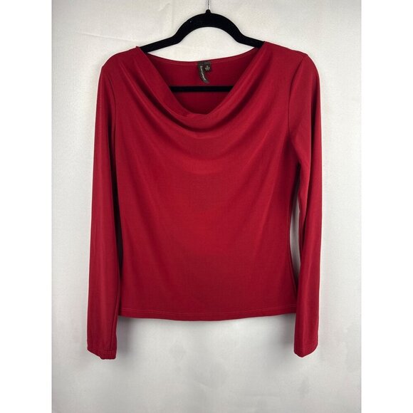 Susan Lawrence Red Cowl Neck Long Sleeve Top S - Picture 1 of 4